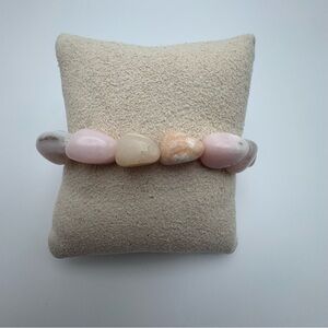 Rose Quartz Stretch Bracelet Pink Tumbled Nugget Stone Boho Jewelry